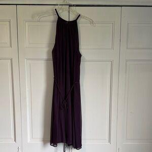 David's Bridal Deep Purple Halter Dress